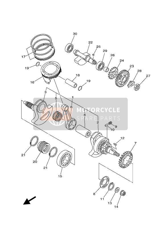 Yamaha GRIZZLY 700 EPS 2021 KURBELWELLE & KOLBEN für ein 2021 Yamaha GRIZZLY 700 EPS