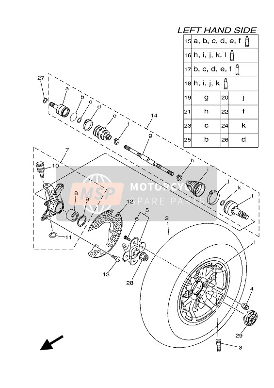 Yamaha GRIZZLY 700 EPS 2021 VORDERRAD für ein 2021 Yamaha GRIZZLY 700 EPS