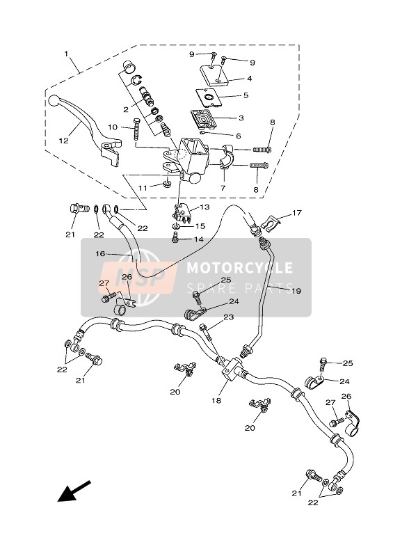 Yamaha GRIZZLY 700 EPS 2021 Maître-cylindre avant pour un 2021 Yamaha GRIZZLY 700 EPS