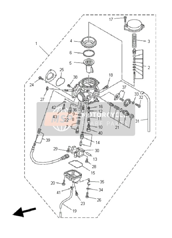 Yamaha YFM400F KODIAK 2X4 2003 Carburettor for a 2003 Yamaha YFM400F KODIAK 2X4