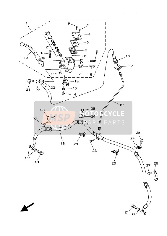 Yamaha KODIAK 700 2021 Maître-cylindre avant pour un 2021 Yamaha KODIAK 700