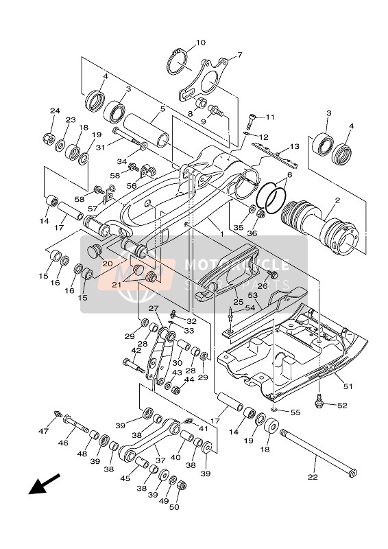 Yamaha YFM700R 2021 SCHWINGE HINTEN für ein 2021 Yamaha YFM700R