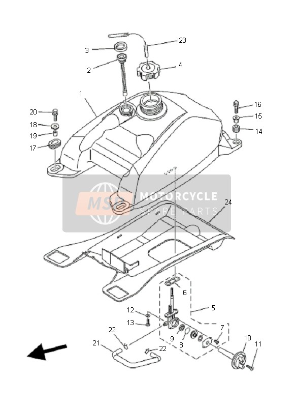 Yamaha YFM400F KODIAK 4X4 2003 Fuel Tank for a 2003 Yamaha YFM400F KODIAK 4X4