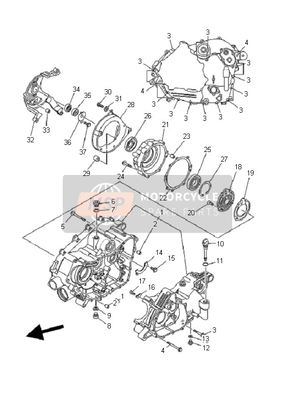 Yamaha YFM450F KODIAK 4X4 2003 Crankcase for a 2003 Yamaha YFM450F KODIAK 4X4