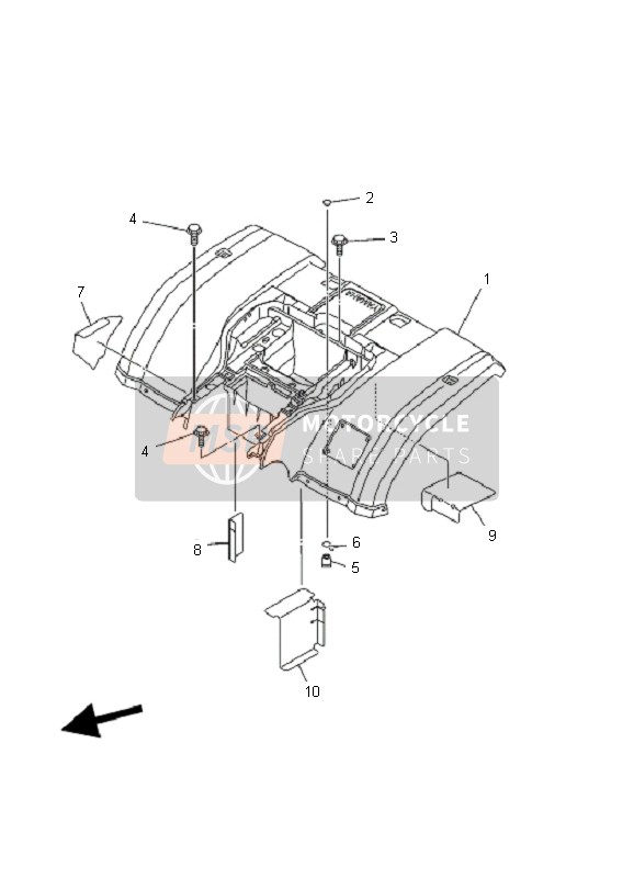 Yamaha YFM450F KODIAK 4X4 2003 Rear Fender for a 2003 Yamaha YFM450F KODIAK 4X4