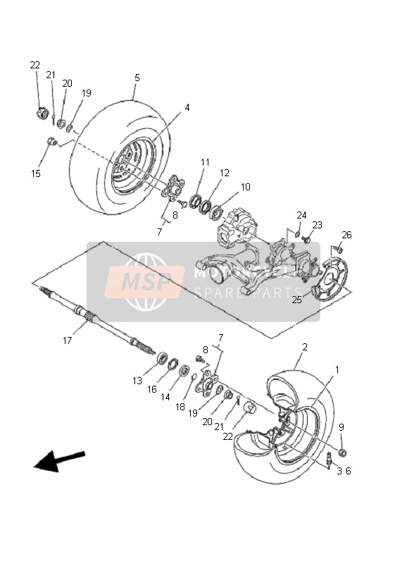 Yamaha YFM450F KODIAK 4X4 2003 Rear Wheel for a 2003 Yamaha YFM450F KODIAK 4X4