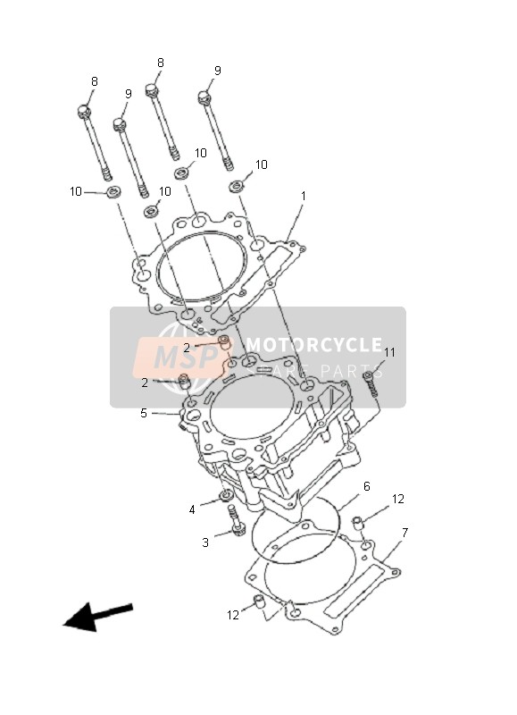 Yamaha YFM660F GRIZZLY 2003 Cilindro para un 2003 Yamaha YFM660F GRIZZLY