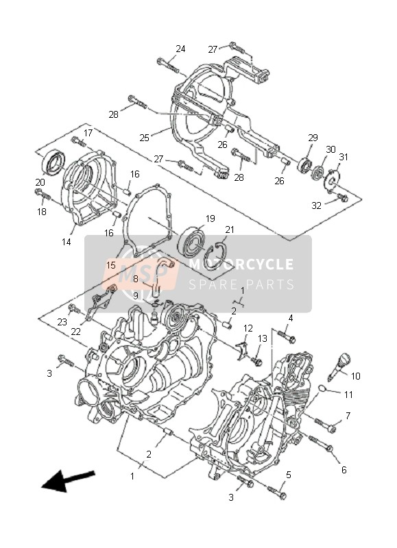 Yamaha YFM660F GRIZZLY 2003 Crankcase for a 2003 Yamaha YFM660F GRIZZLY