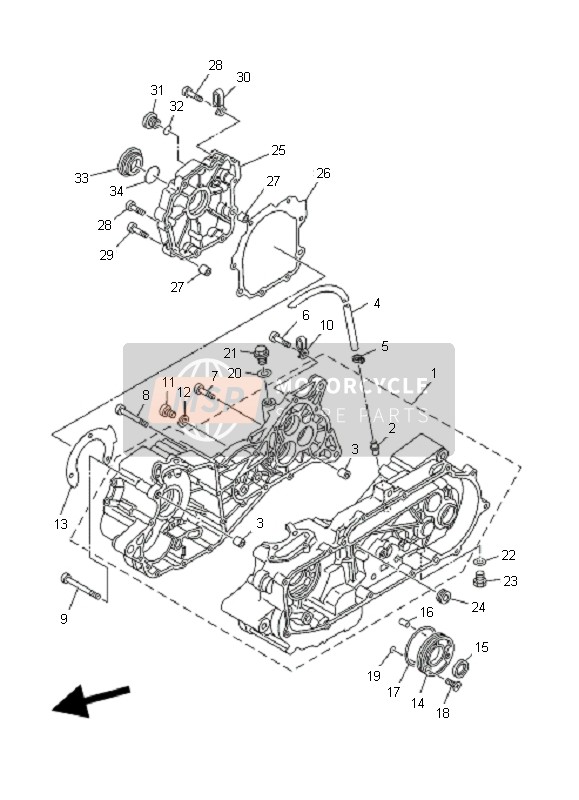 Yamaha YFM125 GRIZZLY 2004 Crankcase for a 2004 Yamaha YFM125 GRIZZLY