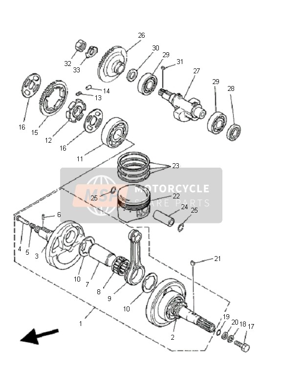 5UH116360000, Piston (0.50mm O/s), Yamaha, 1