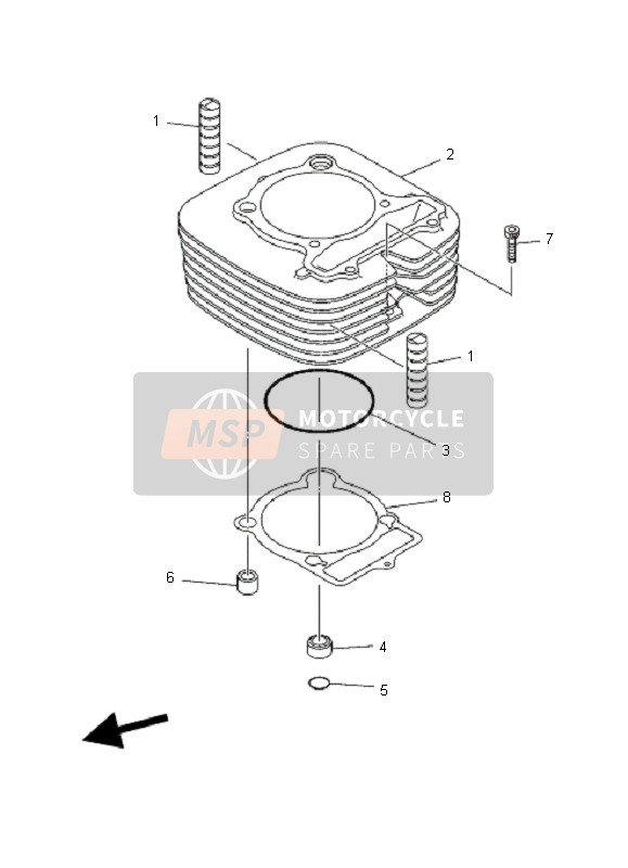 Yamaha YFM350FA BRUIN 2X4 2004 Cilindro para un 2004 Yamaha YFM350FA BRUIN 2X4