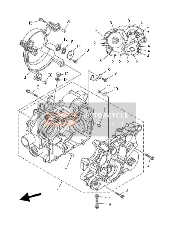 Yamaha YFM350FA BRUIN 2X4 2004 Crankcase for a 2004 Yamaha YFM350FA BRUIN 2X4