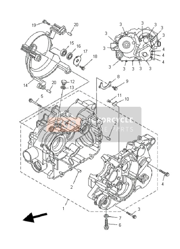 Yamaha YFM350FA BRUIN 4X4 2004 Crankcase for a 2004 Yamaha YFM350FA BRUIN 4X4