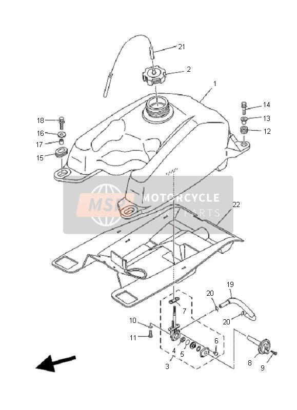 Yamaha YFM350FA BRUIN 4X4 2004 Serbatoio di carburante per un 2004 Yamaha YFM350FA BRUIN 4X4