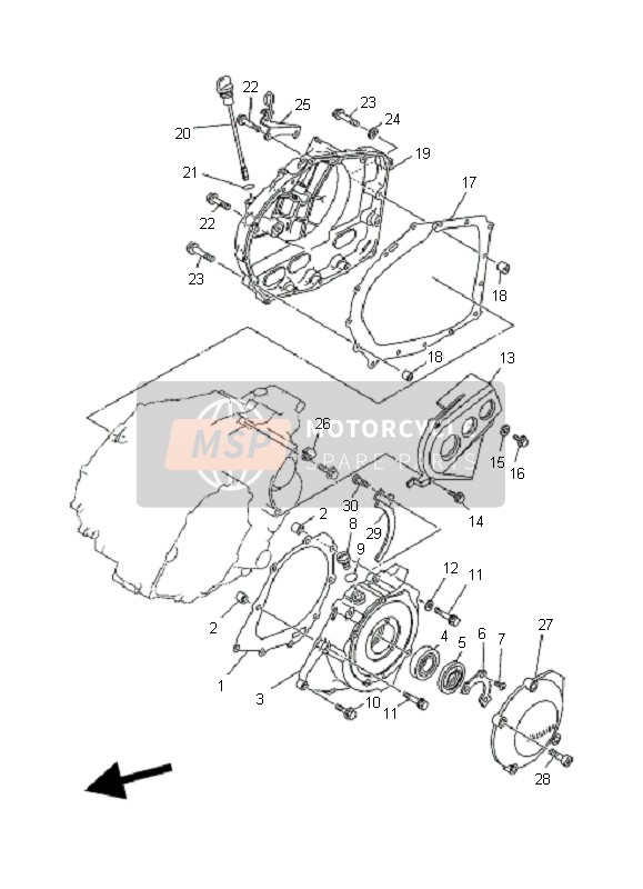 Yamaha YFM350 WARRIOR 2004 Couvercle de carter 1 pour un 2004 Yamaha YFM350 WARRIOR