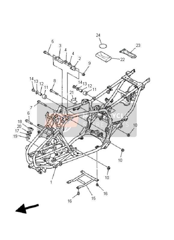 Yamaha YFM350 WARRIOR 2004 Frame for a 2004 Yamaha YFM350 WARRIOR