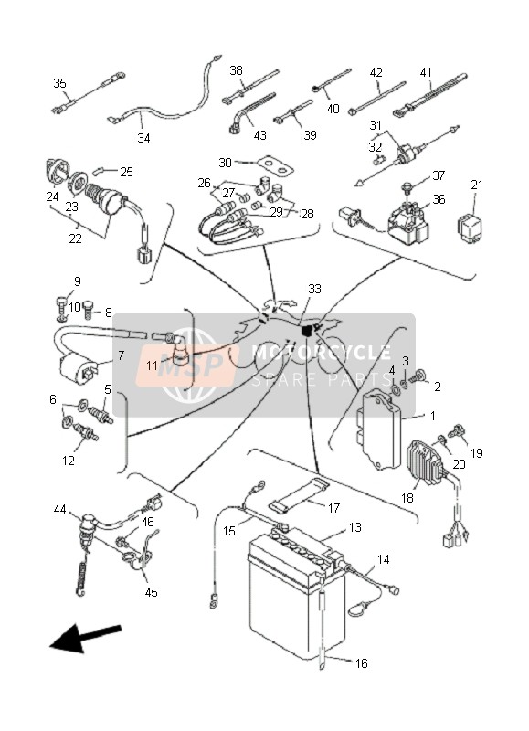 3MW819400100, Anlasserrelais Kompl., Yamaha, 1