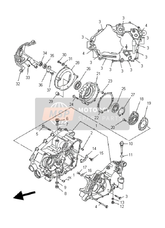 Yamaha YFM400A KODIAK 2X4 2004 Crankcase for a 2004 Yamaha YFM400A KODIAK 2X4