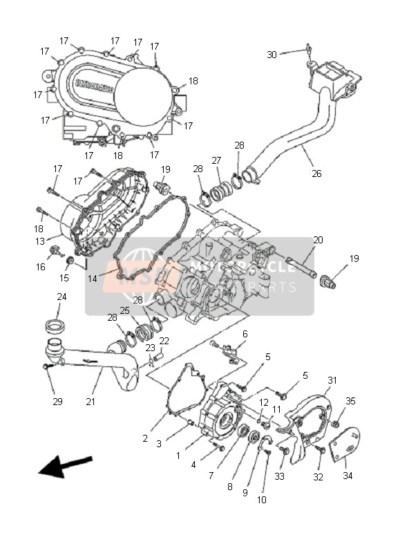 Yamaha YFM400A KODIAK 2X4 2004 Crankcase Cover 1 for a 2004 Yamaha YFM400A KODIAK 2X4