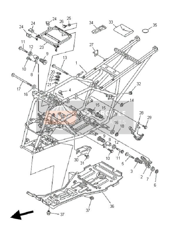 Yamaha YFM400A KODIAK 2X4 2004 Frame for a 2004 Yamaha YFM400A KODIAK 2X4