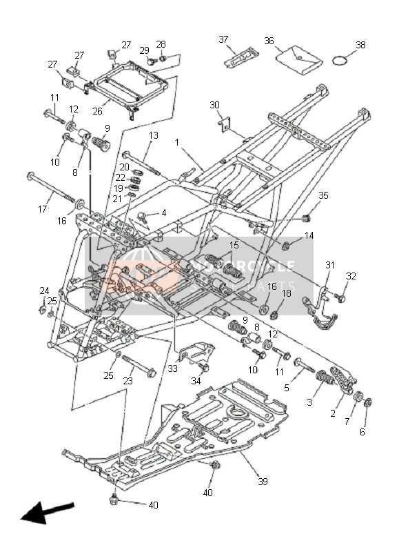 Yamaha YFM400FA KODIAK 4X4 2004 Frame for a 2004 Yamaha YFM400FA KODIAK 4X4