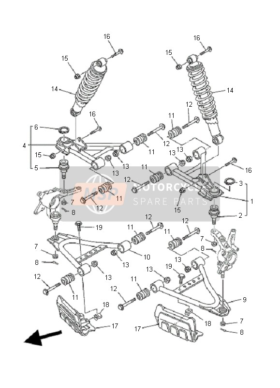 Yamaha YFM450FA KODIAK 4x4 2004 Front Suspension & Wheel for a 2004 Yamaha YFM450FA KODIAK 4x4