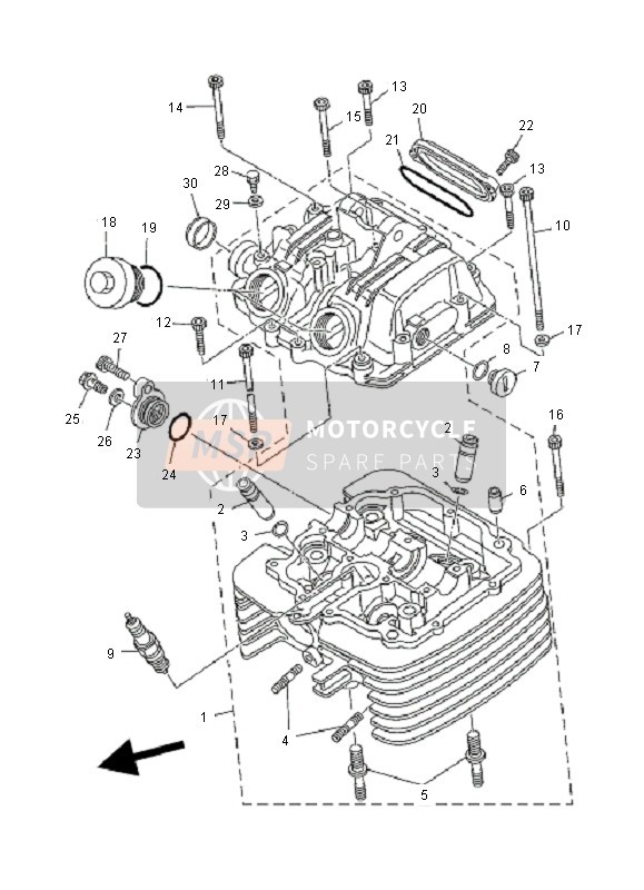 Yamaha YFM600F GRIZZLY 4x4 2000 Cilinderkop voor een 2000 Yamaha YFM600F GRIZZLY 4x4