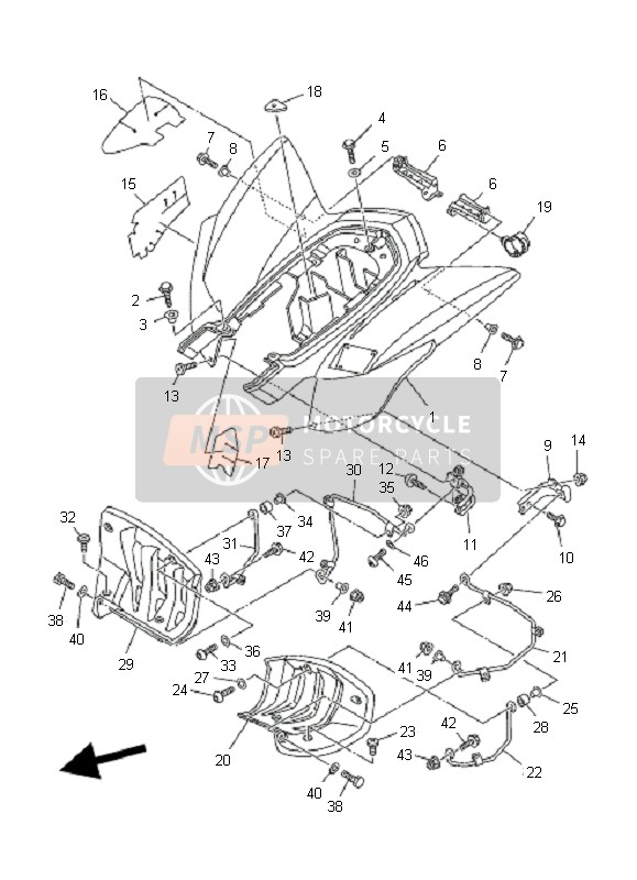 5TG2163A0100, Deckel, H. Kotflugel 1, Yamaha, 2