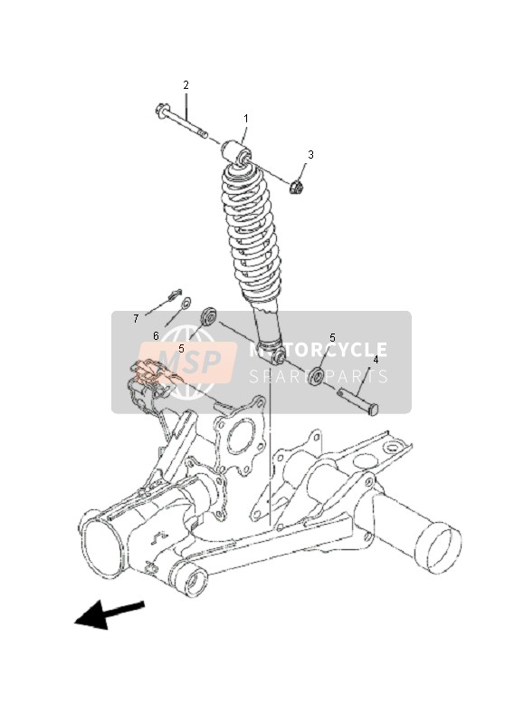 Yamaha YFM600F GRIZZLY 4x4 2000 Sospensione posteriore per un 2000 Yamaha YFM600F GRIZZLY 4x4