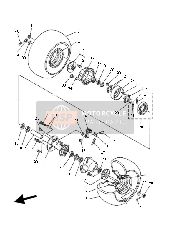 Yamaha YFM80R 2005 Rueda trasera para un 2005 Yamaha YFM80R