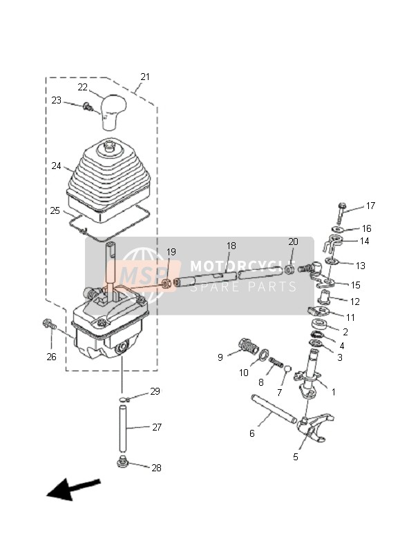 Yamaha YFM350BA BRUIN 2x4 2005 Arbre de changement de vitesse pour un 2005 Yamaha YFM350BA BRUIN 2x4