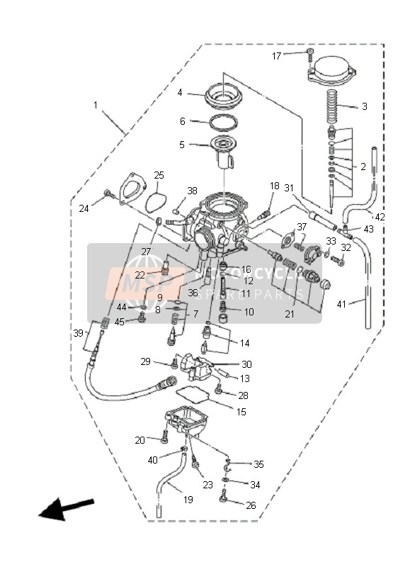 Yamaha YFM350FA BRUIN 4X4 2005 Carburettor for a 2005 Yamaha YFM350FA BRUIN 4X4