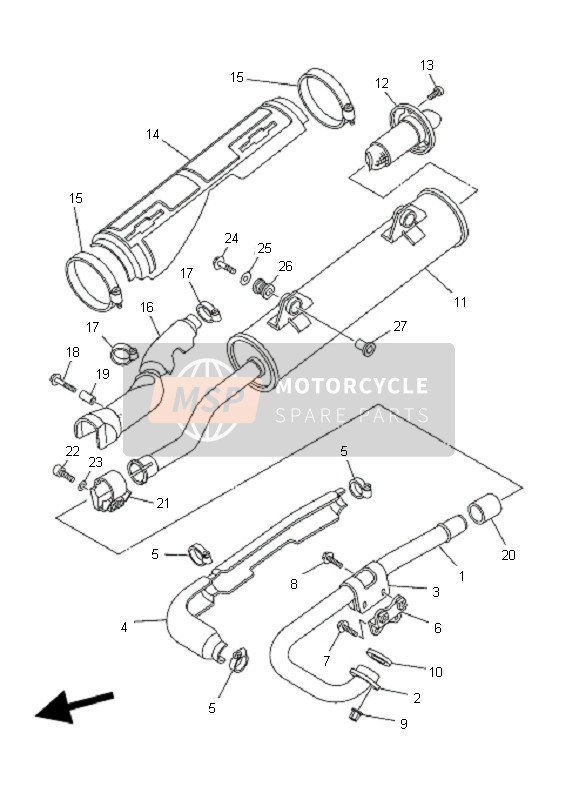 Yamaha YFM350FA BRUIN 4X4 2005 Exhaust for a 2005 Yamaha YFM350FA BRUIN 4X4