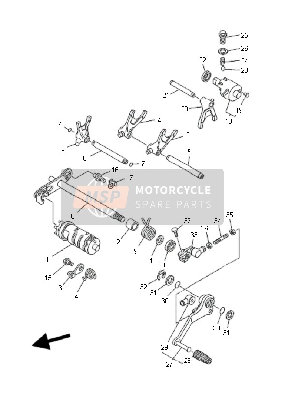 1UY181121000, Schaltarm, Yamaha, 4