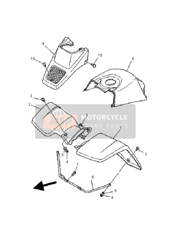 Yamaha YFS200 BLASTER 2000 Front Fender for a 2000 Yamaha YFS200 BLASTER