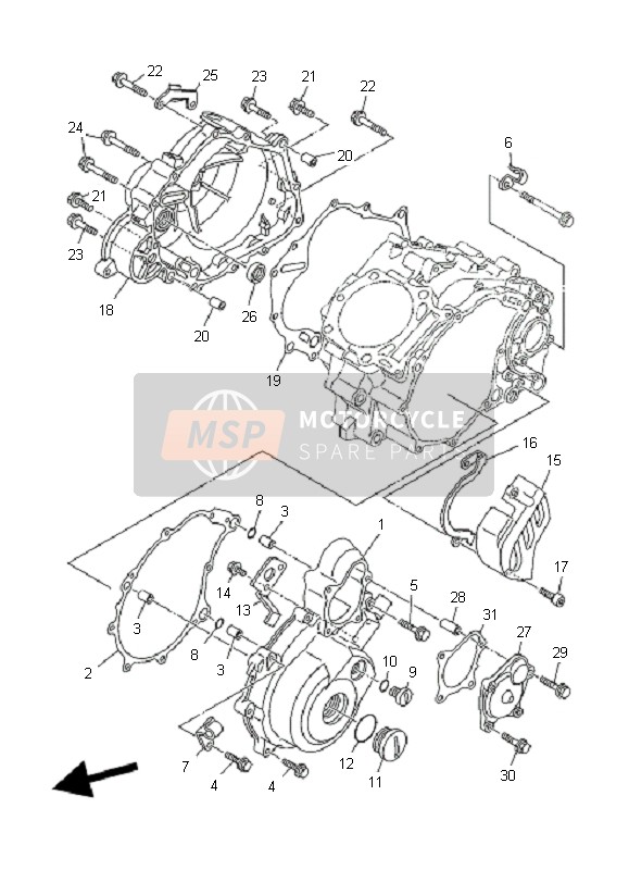 Yamaha YFM660R 2005 Tapa del cárter 1 para un 2005 Yamaha YFM660R