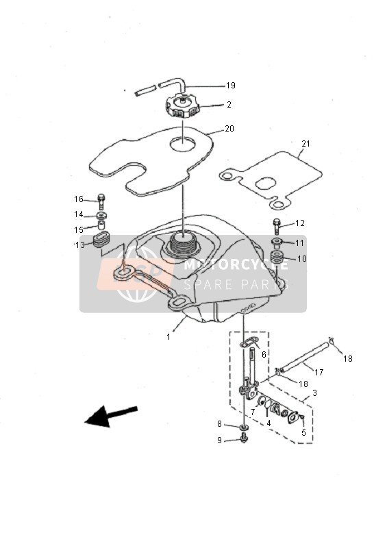 Yamaha YFS200 BLASTER 2000 Serbatoio di carburante per un 2000 Yamaha YFS200 BLASTER