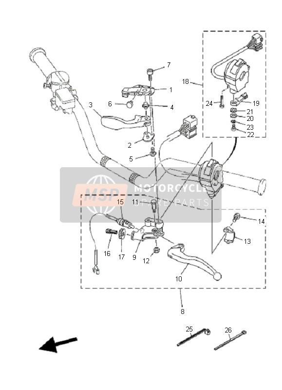 5TG257270100, Bracket, Hendel, Yamaha, 2