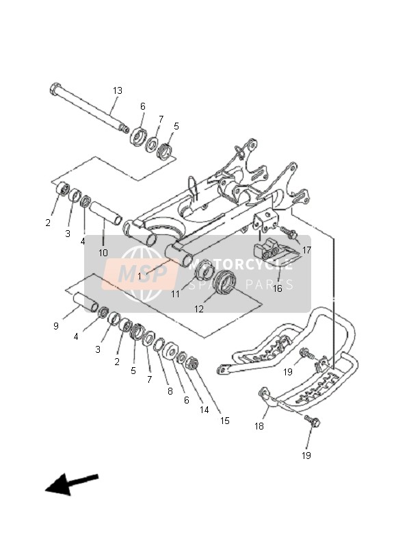 Yamaha YFS200 BLASTER 2005 Brazo trasero para un 2005 Yamaha YFS200 BLASTER