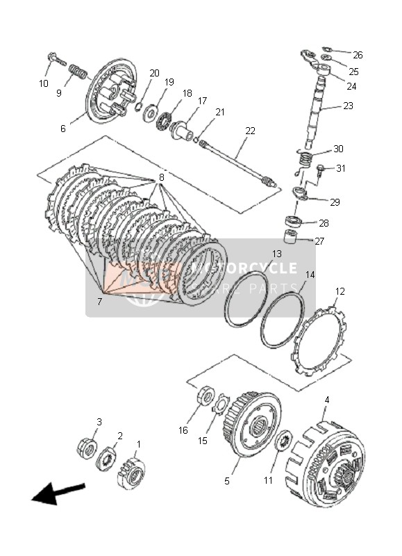 Yamaha YFZ450  2005 Embrague para un 2005 Yamaha YFZ450 