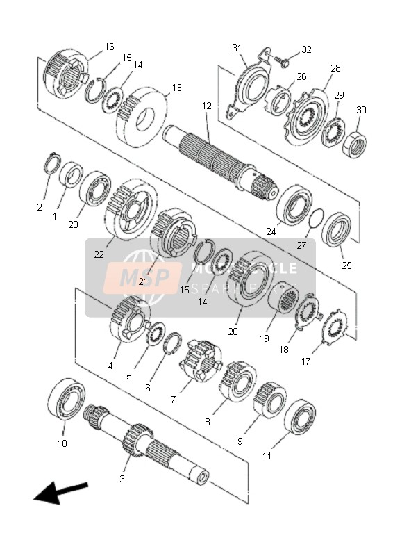 Yamaha YFZ450  2005 Transmisión para un 2005 Yamaha YFZ450 