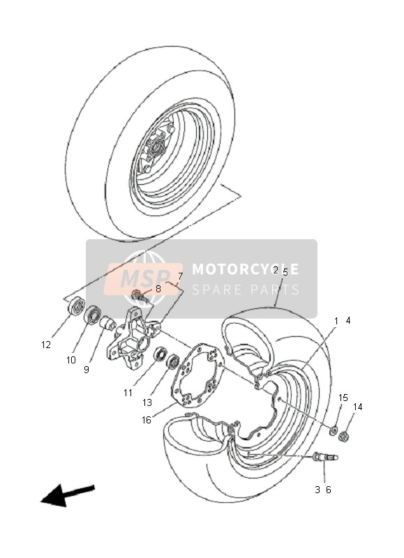 Yamaha YFZ450  2005 Ruota anteriore per un 2005 Yamaha YFZ450 