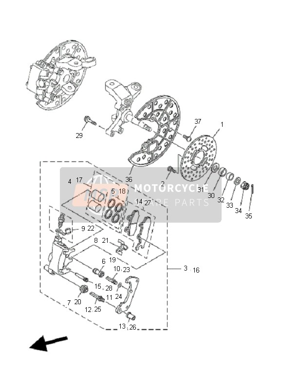 Yamaha YFZ450  2005 Front Brake Caliper for a 2005 Yamaha YFZ450 