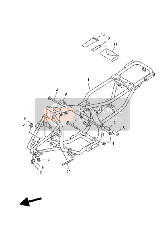 Yamaha YFM80 GRIZZLY 2006 Frame for a 2006 Yamaha YFM80 GRIZZLY