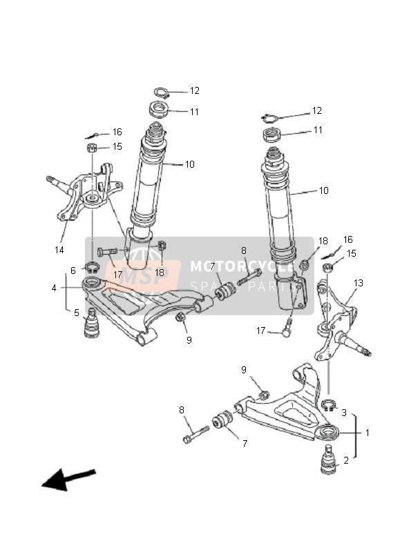 Yamaha YFM250 BRUIN 2006 Front Suspension & Wheel for a 2006 Yamaha YFM250 BRUIN