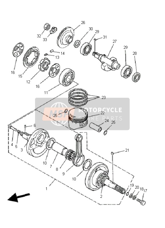 Yamaha YFM350R 2006 Vilebrequin & Piston pour un 2006 Yamaha YFM350R