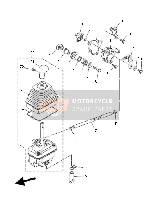 Yamaha YFM450FX WOLVERINE SPORT 4x4 2006 Arbre de changement de vitesse pour un 2006 Yamaha YFM450FX WOLVERINE SPORT 4x4