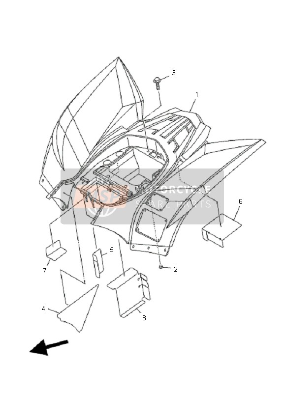 3C2F1600D000, Rear Fender Assy., Yamaha, 0