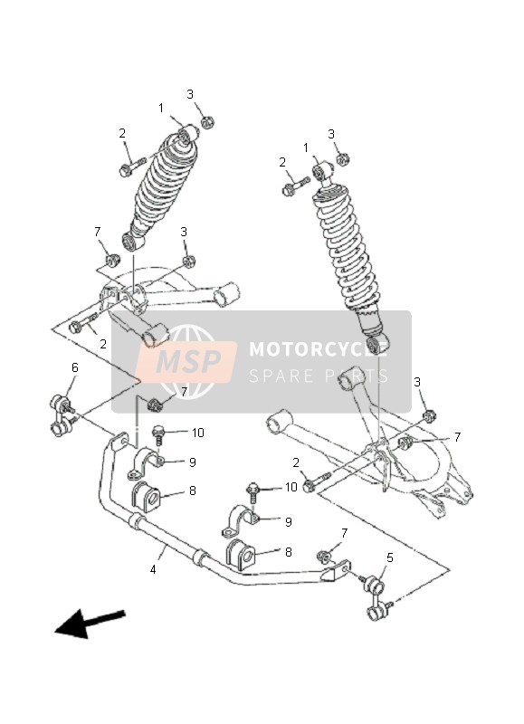 Yamaha YFM660FA GRIZZLY 2006 Rear Suspension for a 2006 Yamaha YFM660FA GRIZZLY