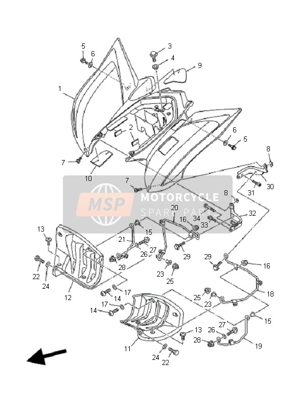 1S3W216B1000, Rear Fender Comp.2, Yamaha, 0